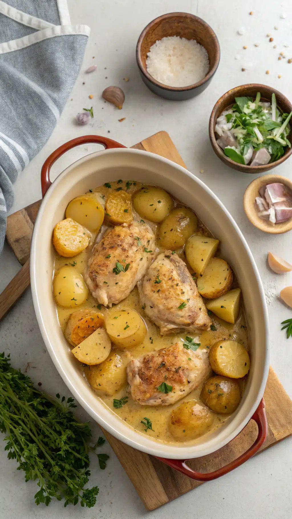 Garlic Parmesan Crockpot Chicken and Potatoes cooking process step