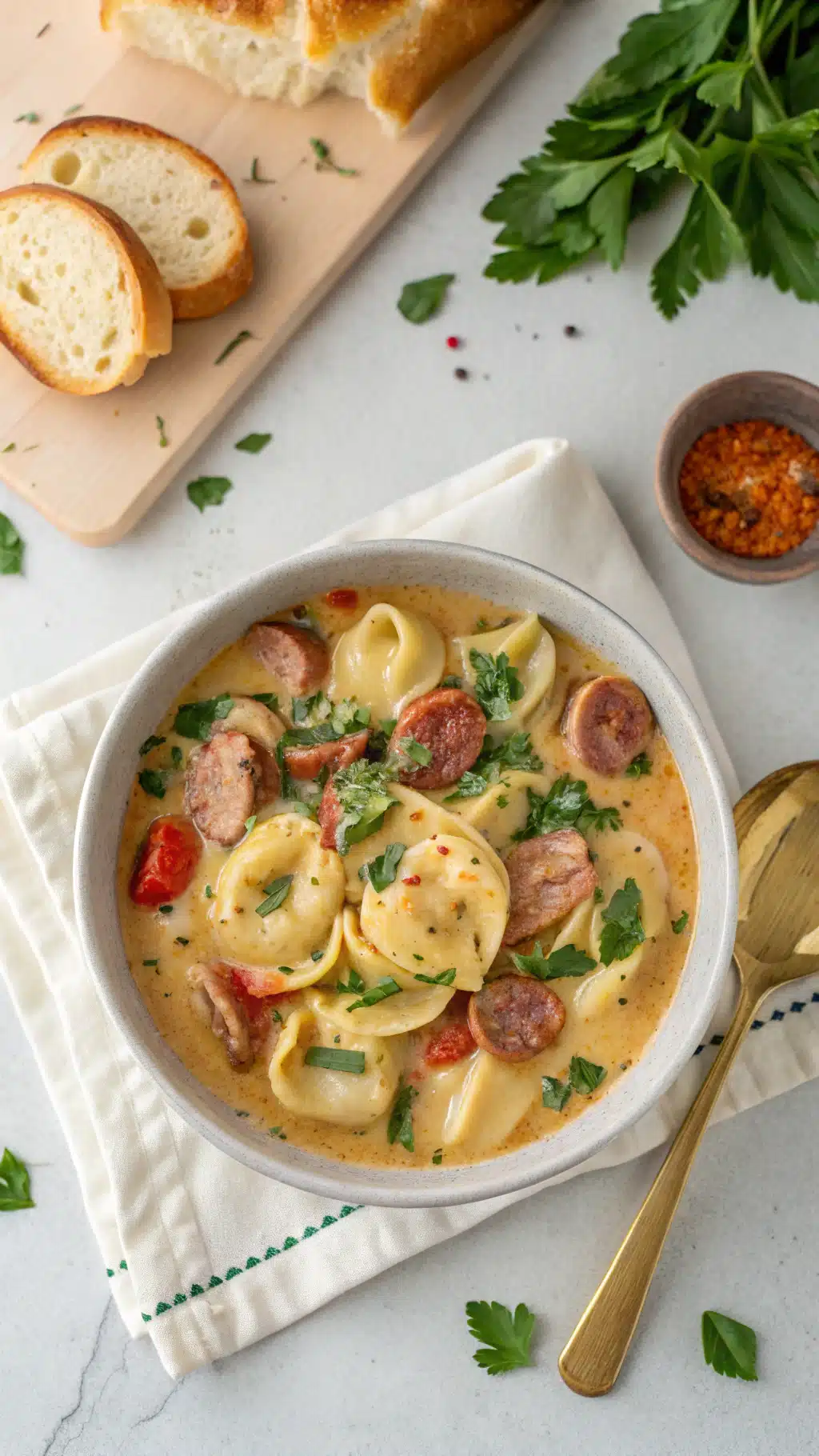 Creamy Sausage Tortellini Soup: The Cozy Dinner You’ll Crave Again cooking process step