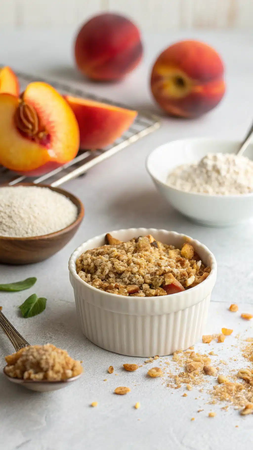 Gluten-Free Peach Crisp ingredients preparation