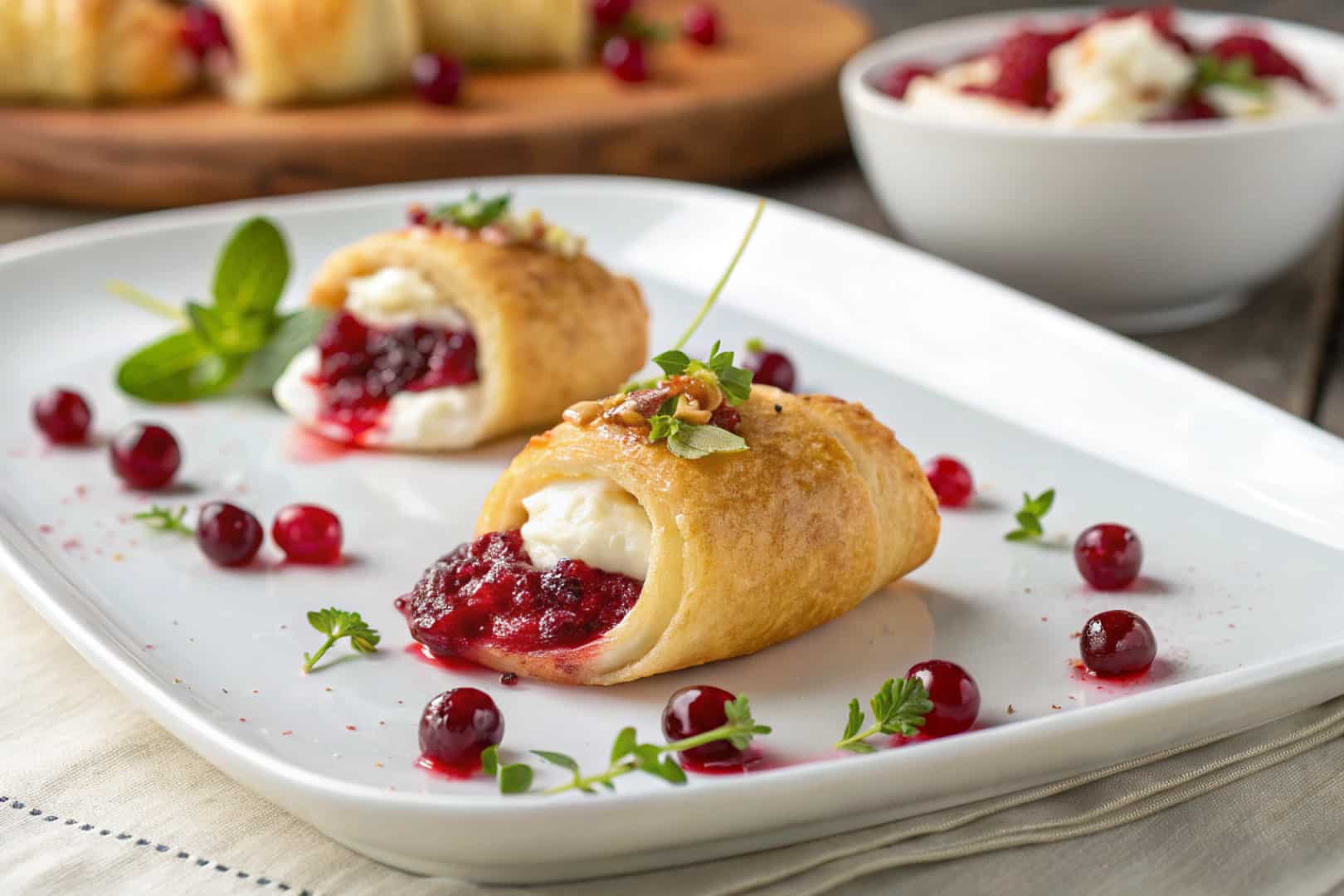 Cozy Cranberry Cream Cheese Crescent Bites featured dish plated