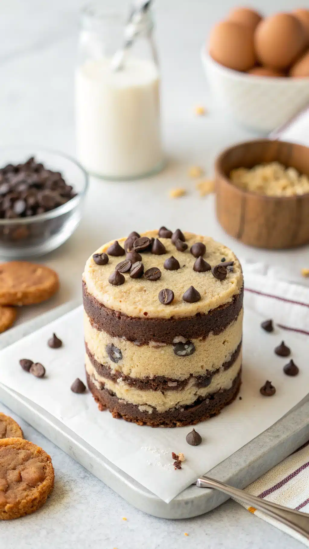 Mini Chocolate Cookie Dough Naked Layer Cakes ingredients preparation