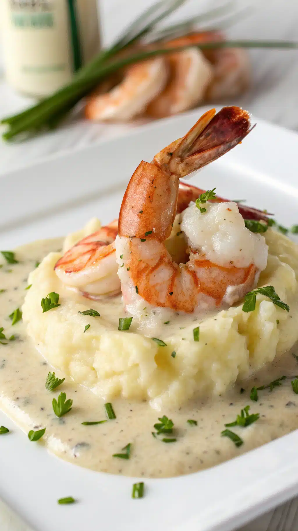 Creamy Garlic Shrimp Over Mashed Potatoes ingredients preparation