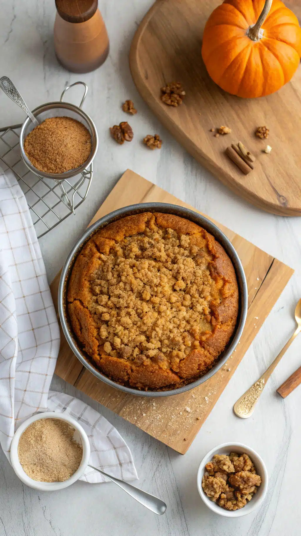 Pumpkin Coffee Cake with Streusel cooking process step