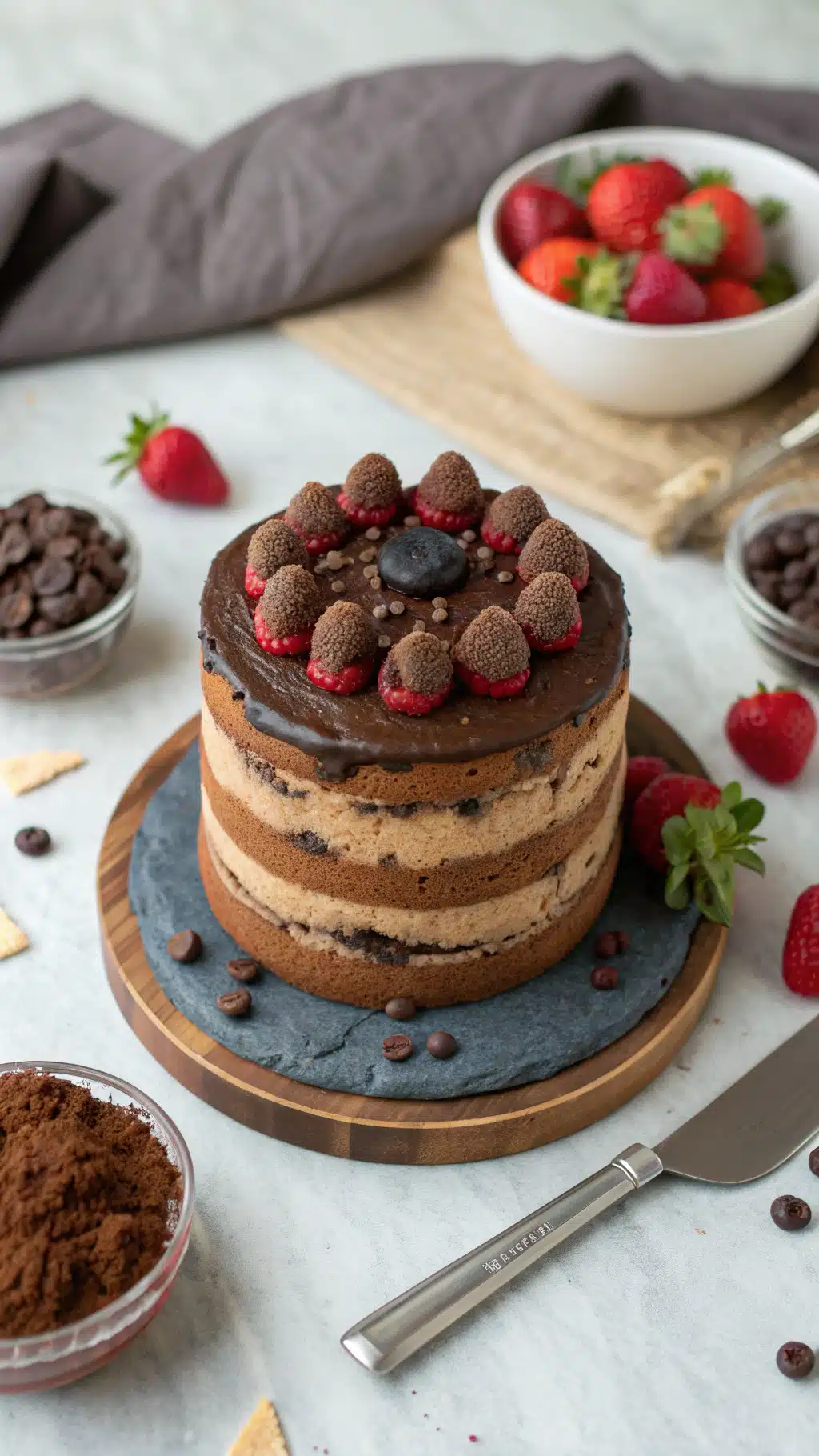 Mini Chocolate Cookie Dough Naked Layer Cakes cooking process step