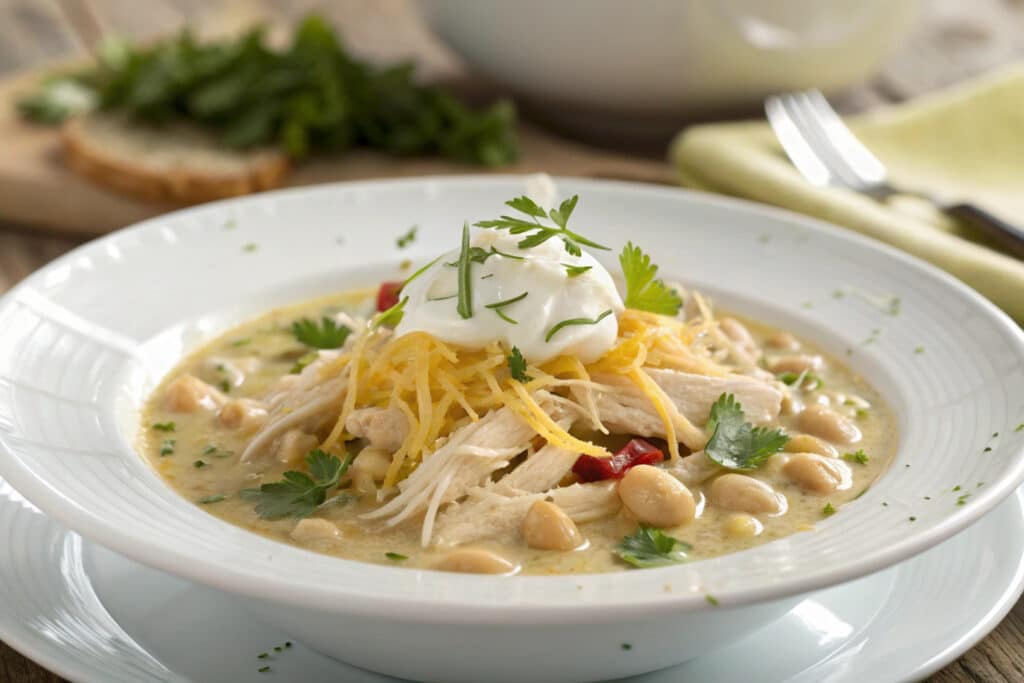 White Chicken Chili featured dish plated